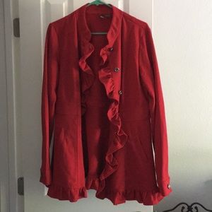 Serenade ruffled red jacket coat L